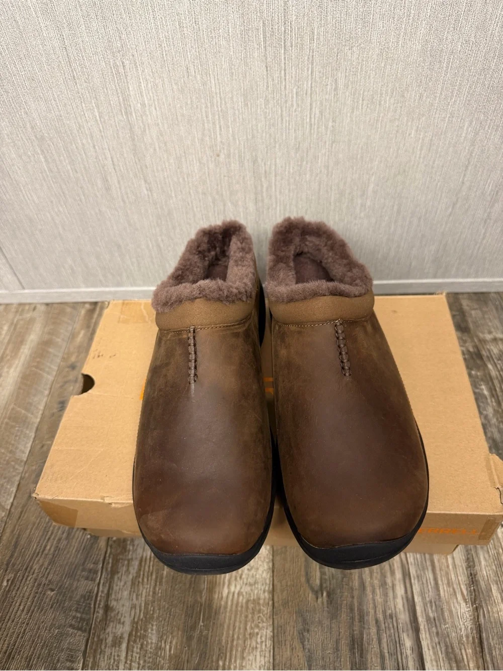 Merrell Brown Shearling-Lined Slip-On Mule Size 10